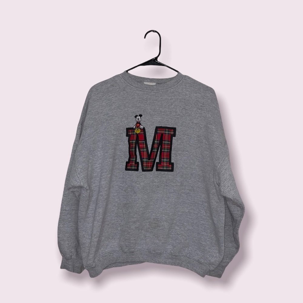 Vintage XL Mickey Mouse Embroidered Gray Crewneck